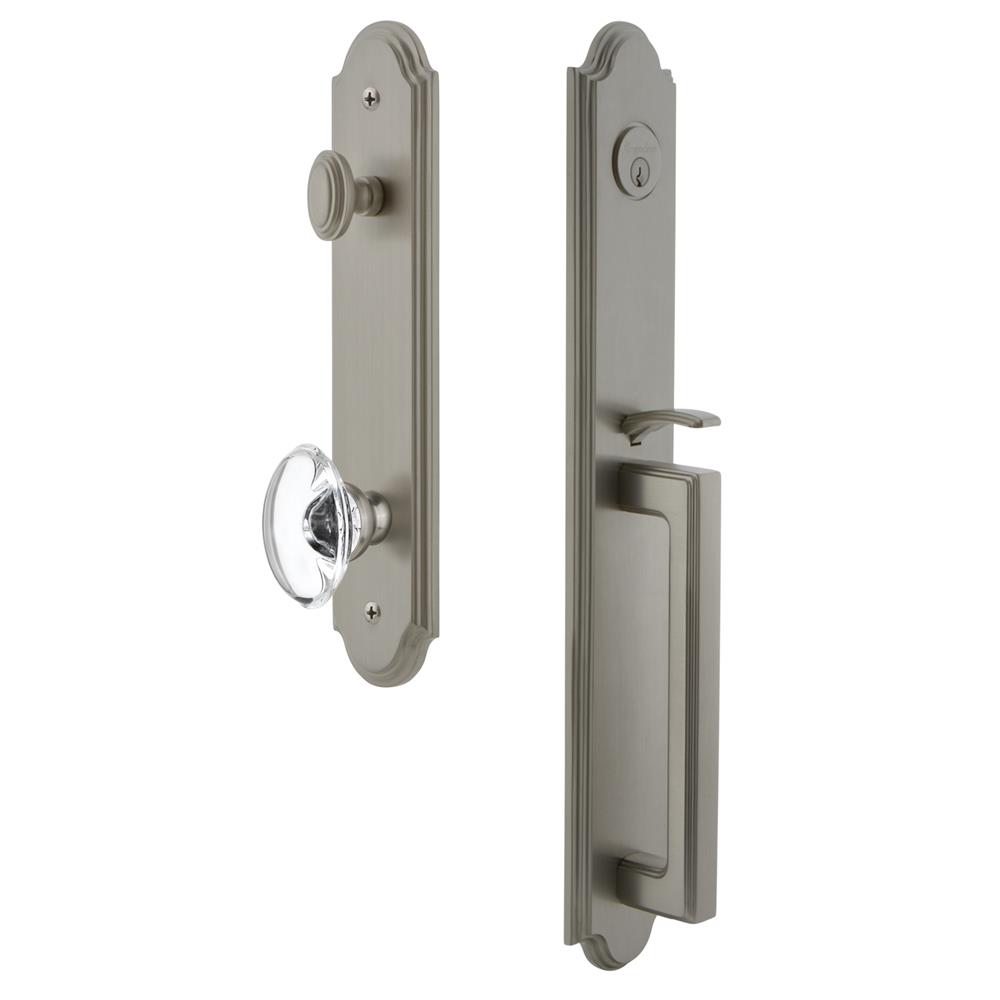 Grandeur by Nostalgic Warehouse ARCDGRPRO Arc One-Piece Handleset with D Grip and Provence Knob in Satin Nickel